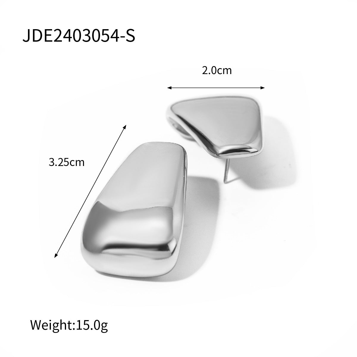 Minimalist Geometric Stainless Steel Stud Earrings with Polished Finish and Trapezoidal Shape