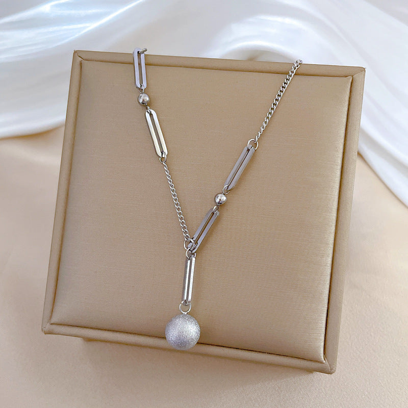Minimalist Geometric Titanium Steel Gold-Plated Necklace with Hollow Golden Ball Pendant for Women and Men