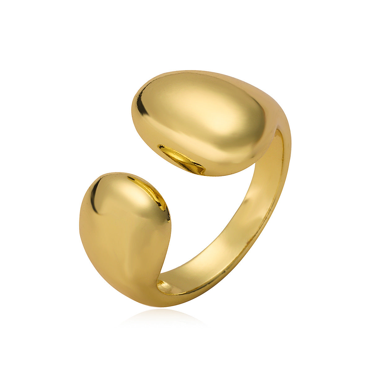 Anello aperto geometrico minimalista da donna in rame placcato oro con finitura liscia