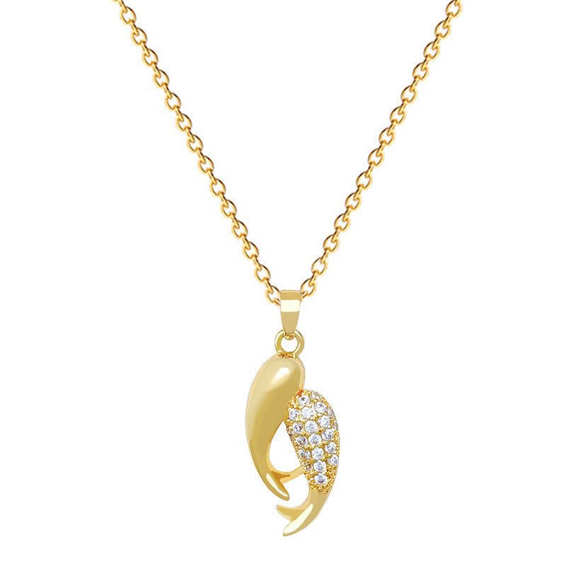 Sweet Geometric Cubic Zirconia Full-Set Titanium Steel Necklace for Unisex