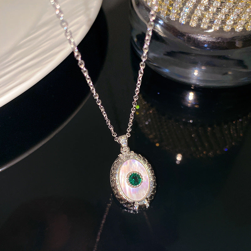 Sporty Sweet Evil Eye Floral Pendant Titanium Steel Necklace with Cable Chain