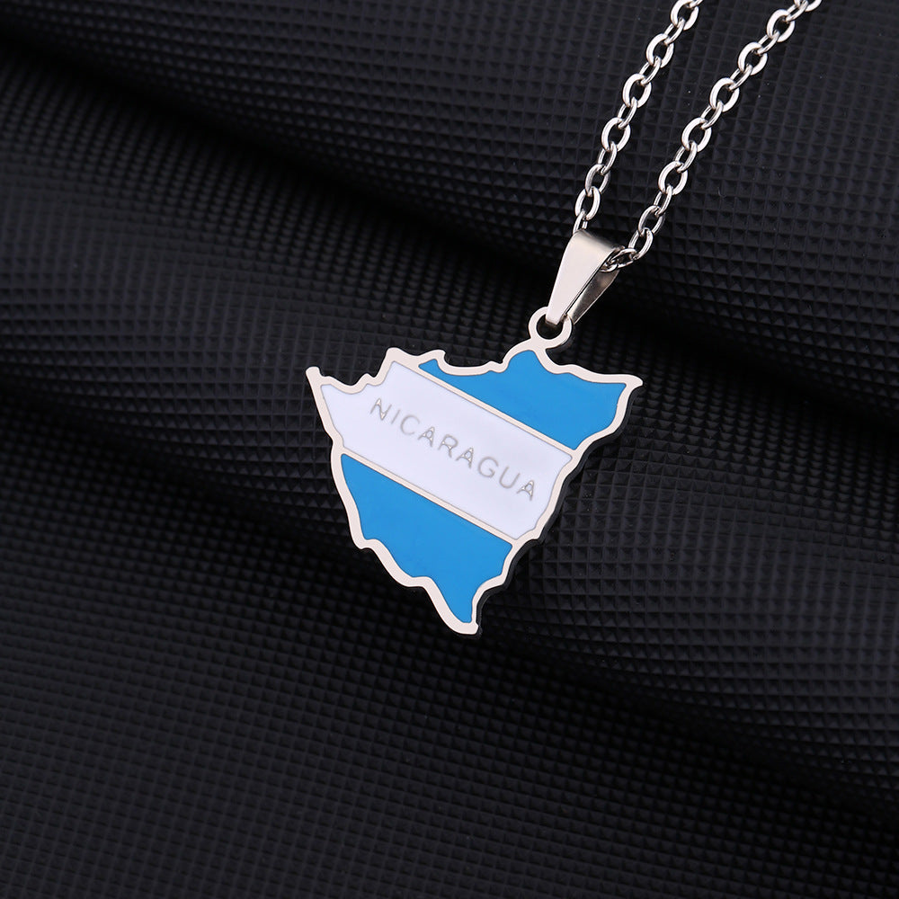 Collar con colgante de esmalte geométrico vintage de acero de titanio con cadena tipo O para unisex