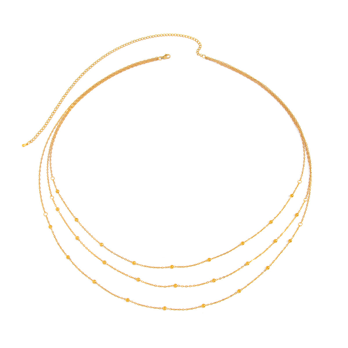 Vintage Sweet Polished Stainless Steel Round Ball Chain Body Chain for Women