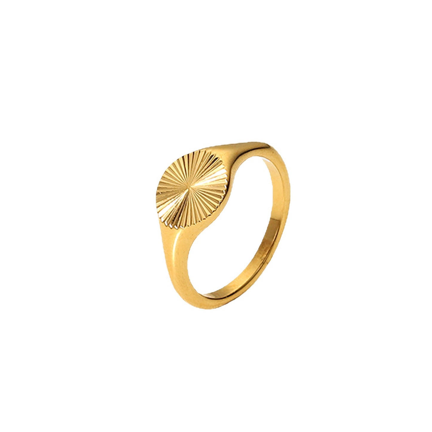 Anillo de sol geométrico minimalista para mujer en acero inoxidable con baño de oro IP de 18K y acabado de alto brillo
