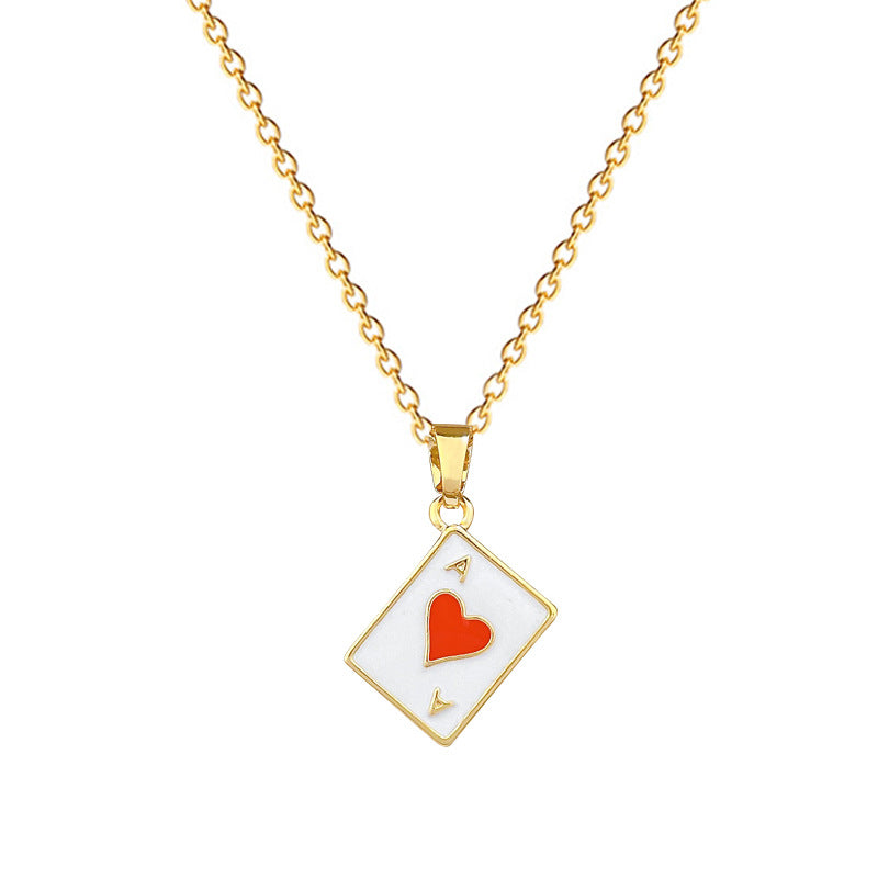 Sweet Cartoon Geometric Drip Oil Rhinestone Pendant Necklace Titanium Steel Cable Chain Unisex