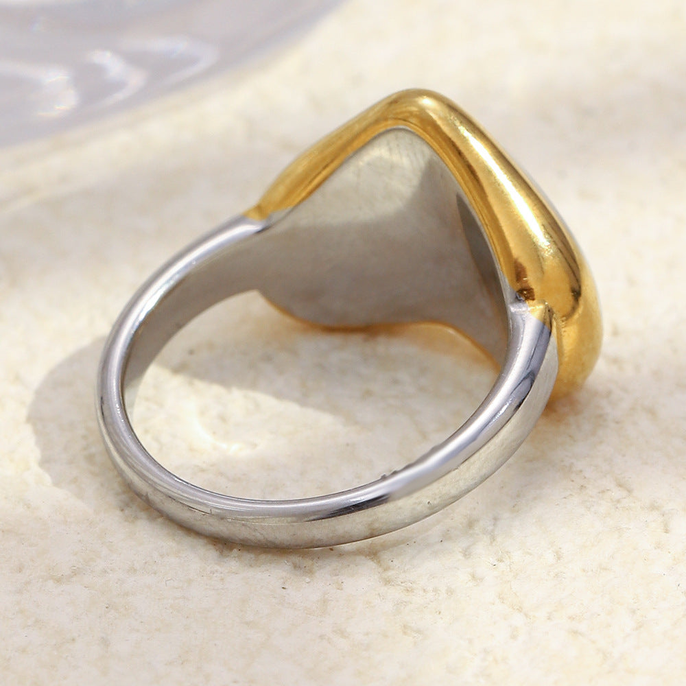 Minimalist Flat Heart Stainless Steel Ring for Women with 18K Gold Plating Lightweight Luxury Jewelry