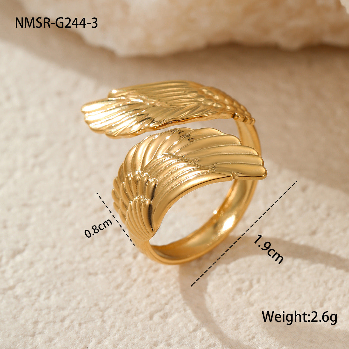 Anello da donna minimalista geometrico in acciaio inossidabile con placcatura in oro 18 carati, fascia di lusso elegante di ispirazione francese