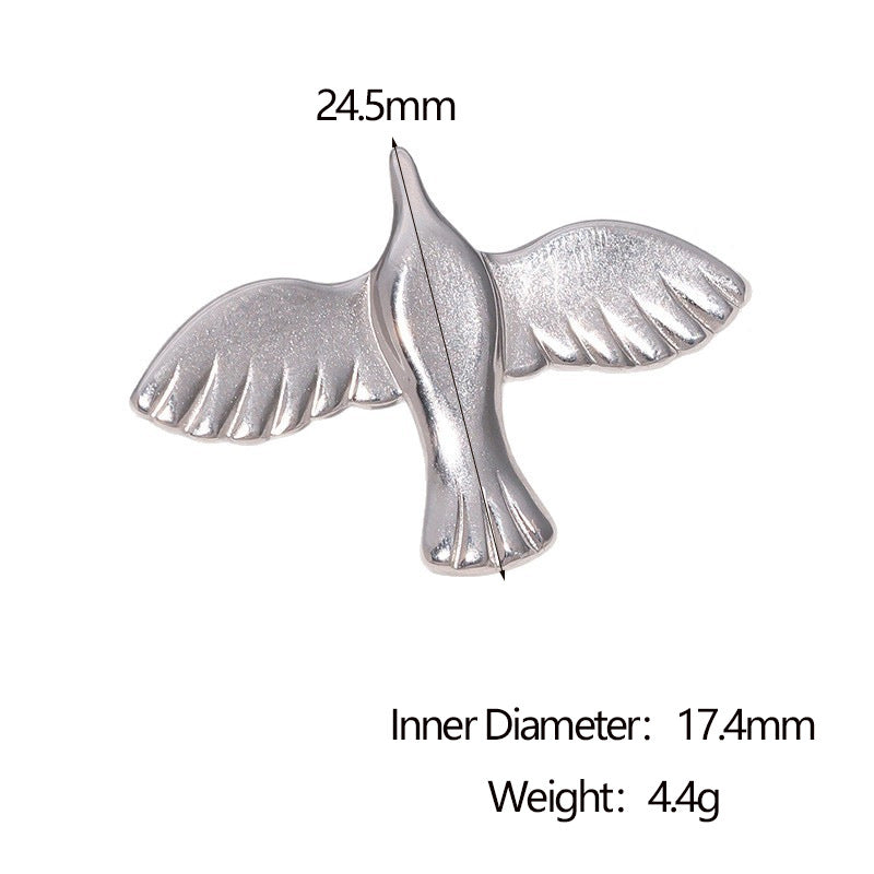 Vintage Minimalist Open Ring 18K Gold Plated Stainless Steel Dove Bird Design for Women