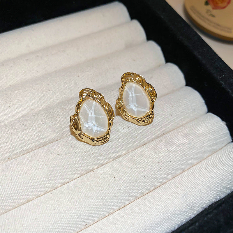 Orecchini a Perno Geometrici Retrò Star-Dust in Acciaio con Resina da Donna, Accessorio di Moda Minimalista di Lusso