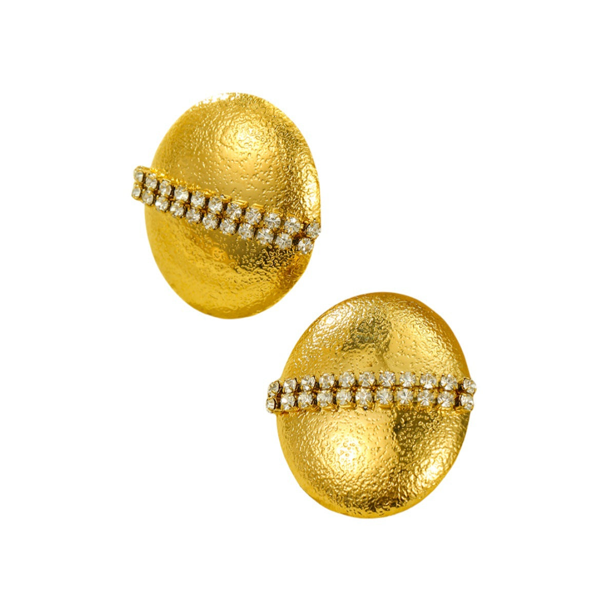 Pendientes de botón redondos de titanio con chapado en oro de 18 quilates y diamantes de imitación, de estilo oficina a la moda para mujer