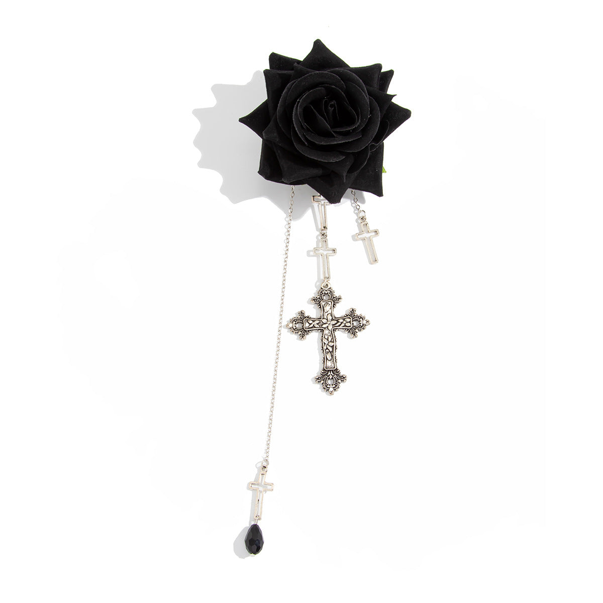 Sweet Punk Floral Cross Plated Iron Brooch for Women