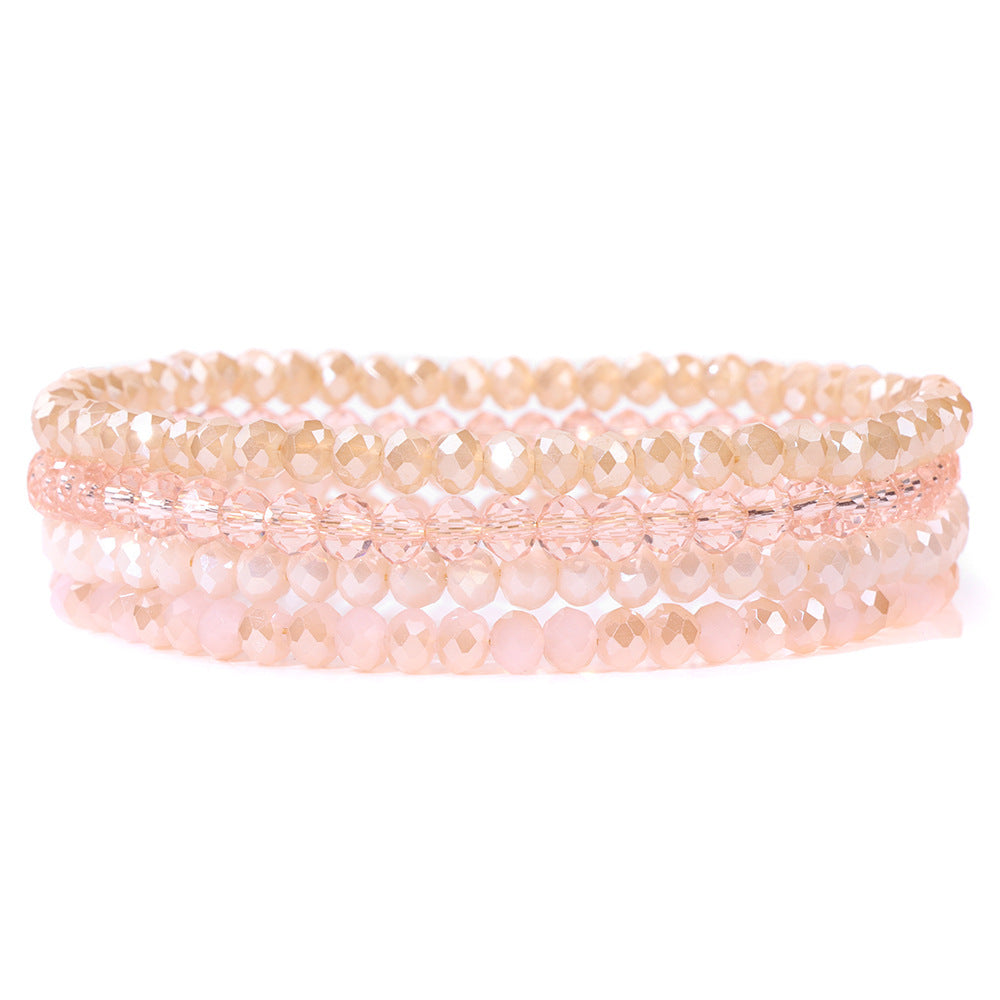 Sweet Geometric Crystal Bracelet with Cubic Zirconia Inlay Unisex Elastic String Bangle