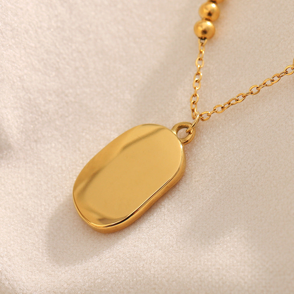 Fashion Floral Sun Pendant Necklace 18K Gold Plated Stainless Steel Square Pearl Chain for Women