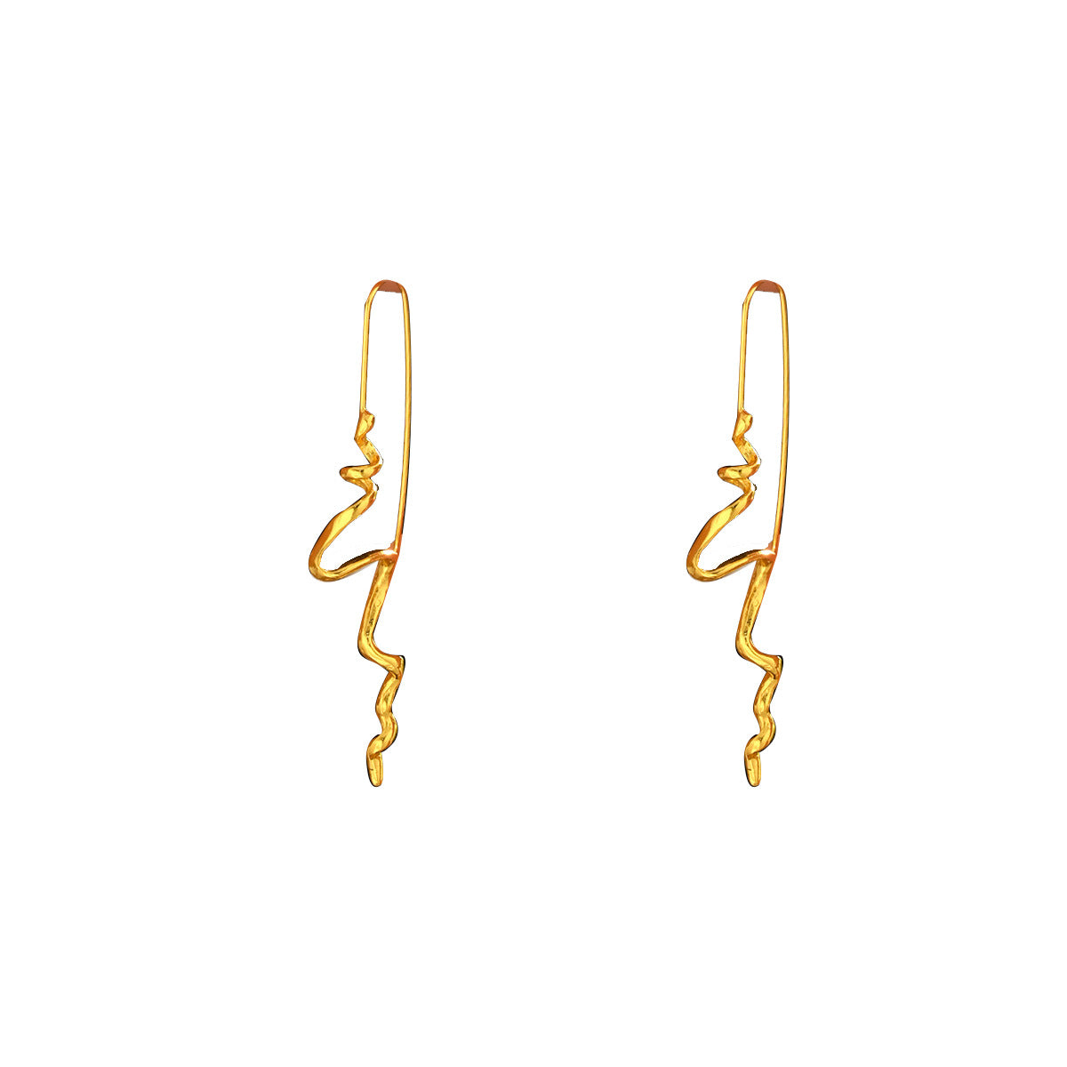 Orecchini Minimalisti Geometrici a Linea Attorcigliata da Donna in Lega di Zinco con Finitura Galvanica, Perni Ipoallergenici in Acciaio Inossidabile