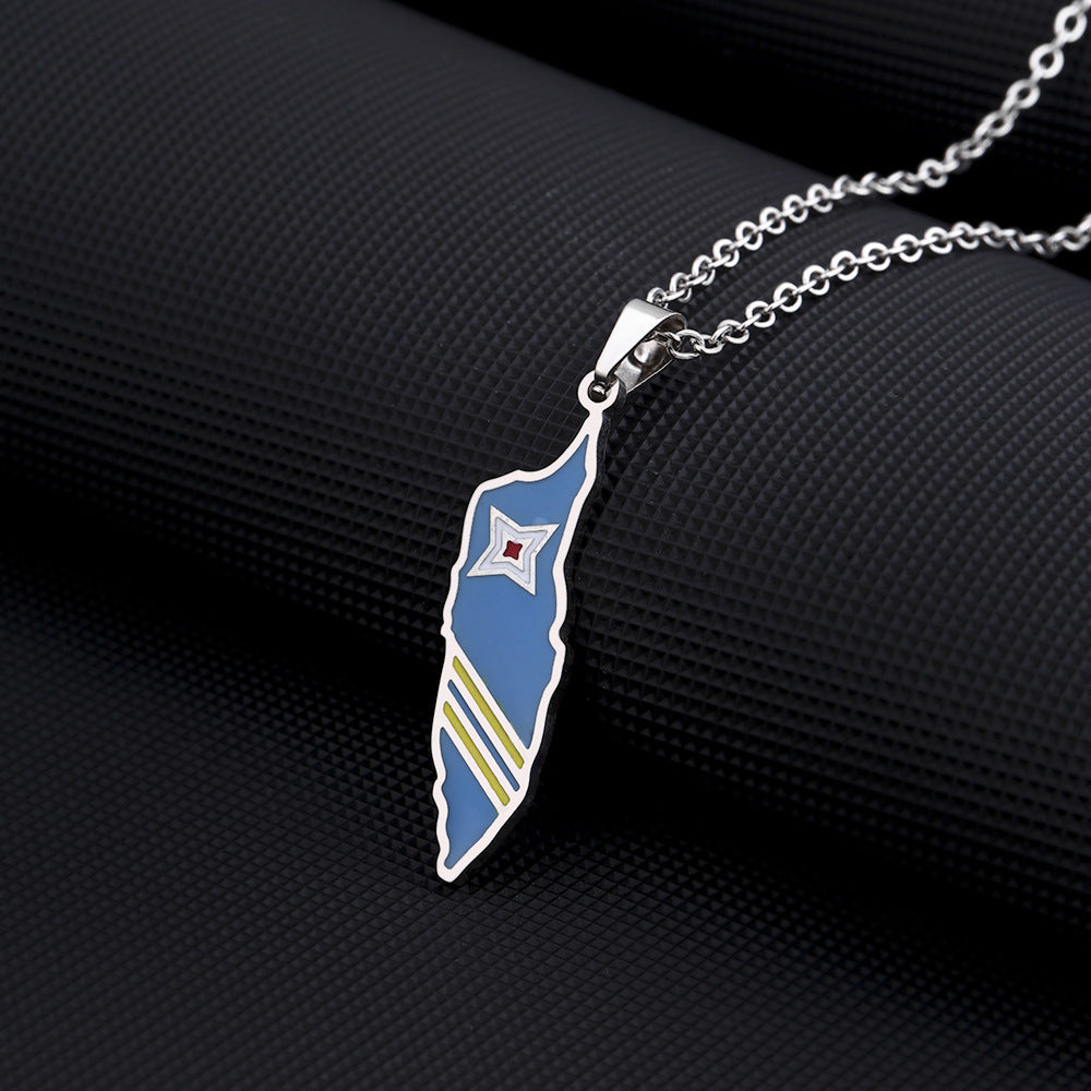 Collana con pendente da donna in acciaio inossidabile stile etnico geometrico con ciondolo in titanio e finitura placcata su catena a maglie ovali