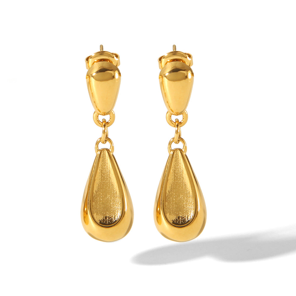 Pendientes de acero inoxidable bañados en oro de 18 quilates con forma de gota de agua y diseño geométrico, estilo Ins, para mujer