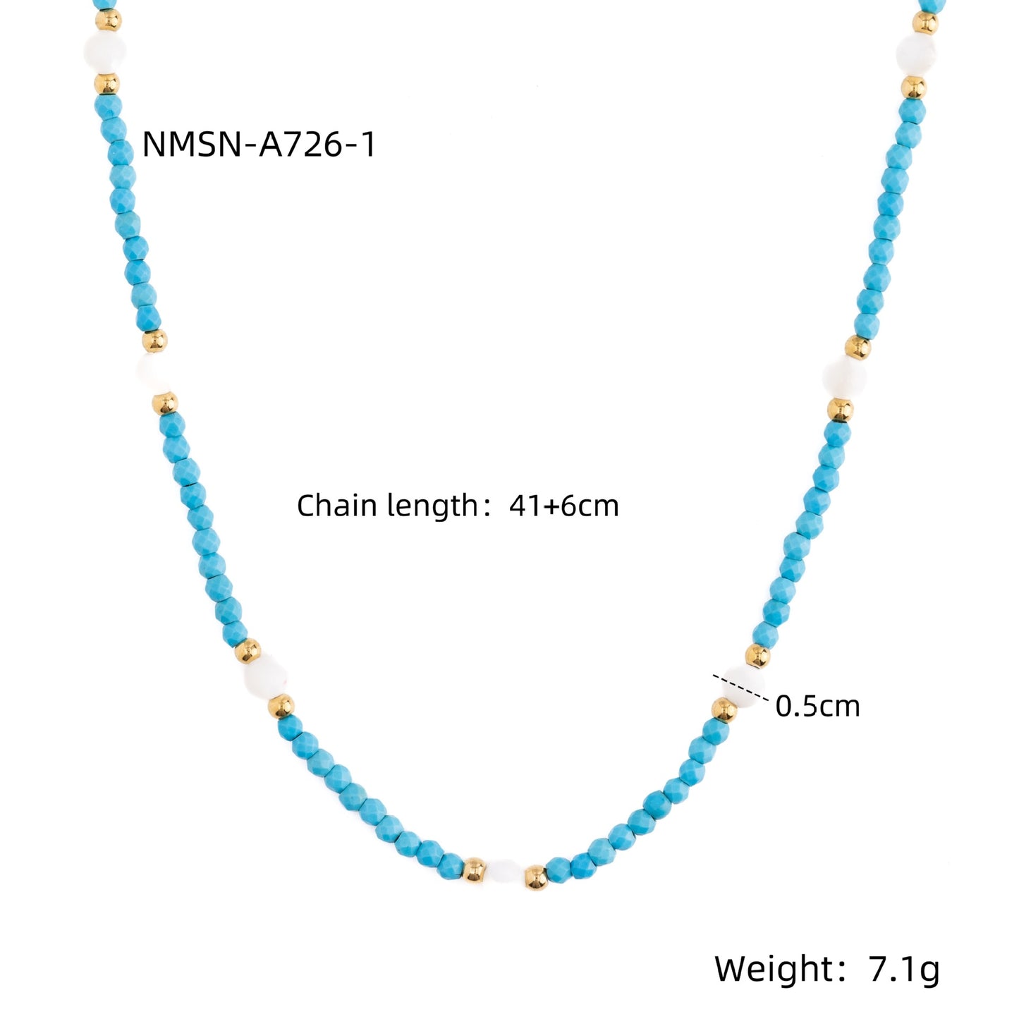 Collar con colgante de corazón de turquesa con cuentas de acero inoxidable chapado en oro de 18 quilates para mujer
