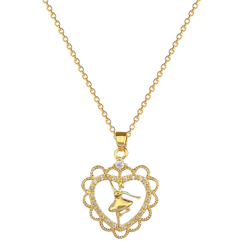 Collana girocollo di lusso unisex in acciaio al titanio con cuore geometrico e strass