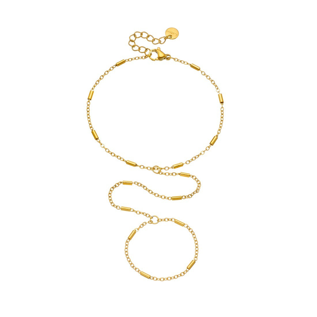 Minimalist Sweet Gold Plated Round Stainless Steel Chain Finger Bracelet