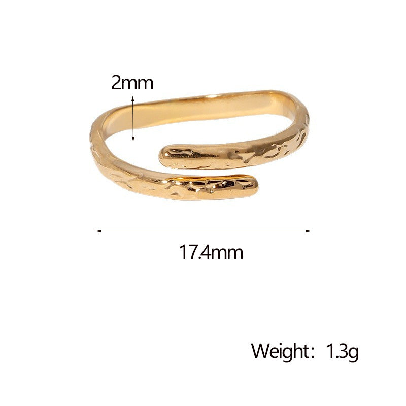 Minimalist 18K Gold Plated Geometric Stainless Steel Adjustable Ring for Women