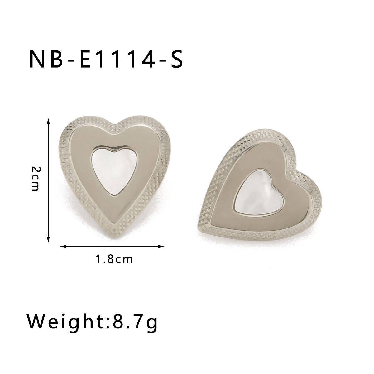 Minimalist Heart-Shaped Earrings in Stainless Steel with 18K Gold Plating, Polished Mirror Finish for Women