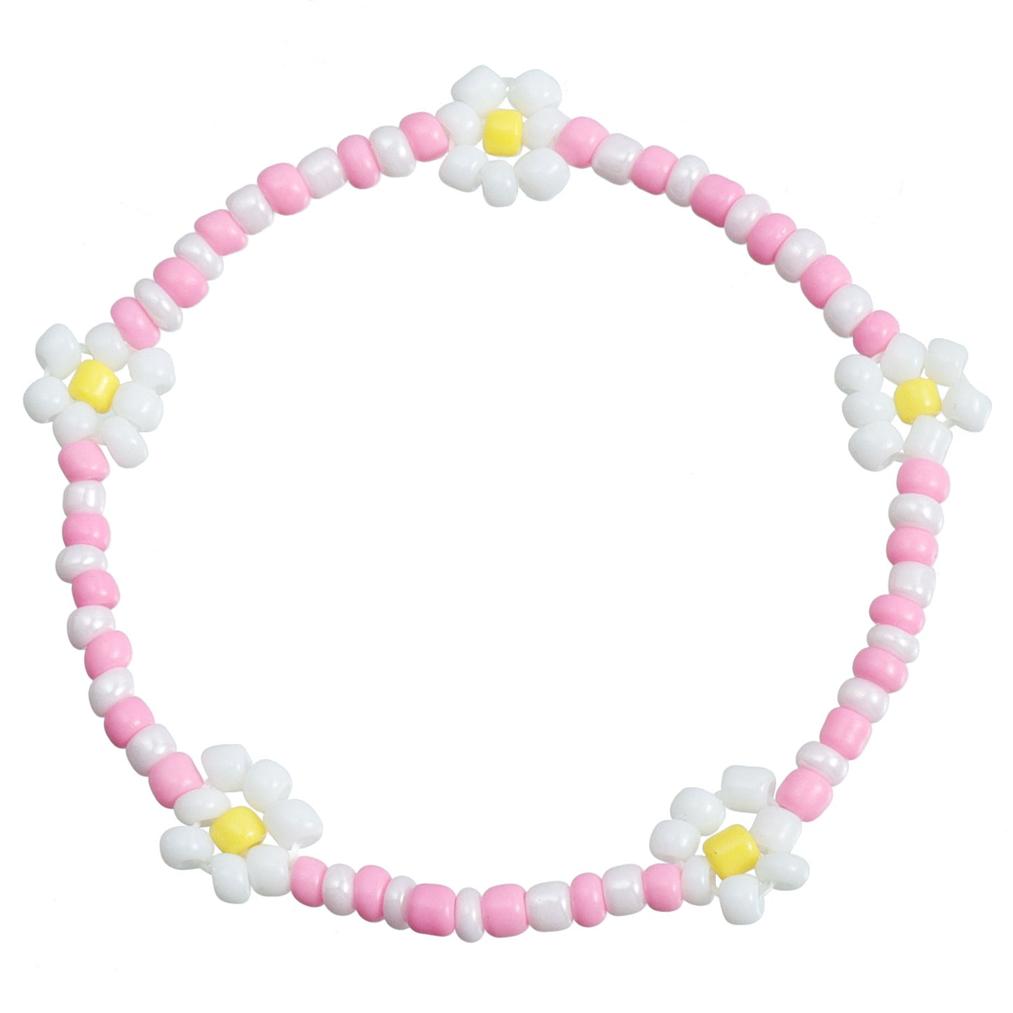 Charm Bracelet with Daisy Design in Colorful Seed Beads Handmade Geometric Flower Bracelet with Plated Finish