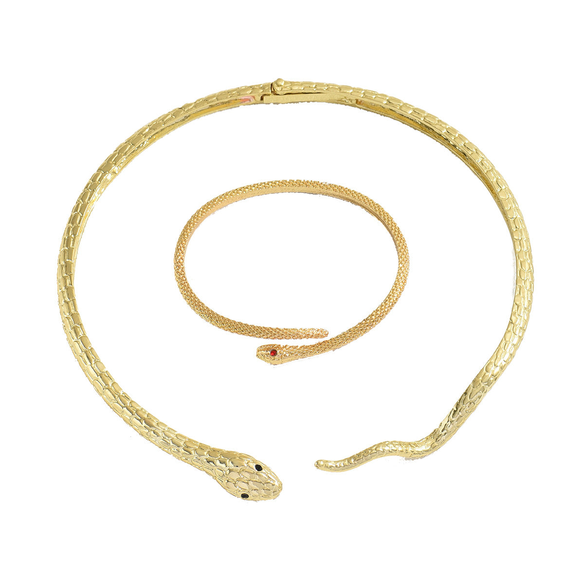 Conjunto de collar y pulsera de serpiente minimalista para mujer, joyas de aleación con incrustaciones de diamantes de imitación