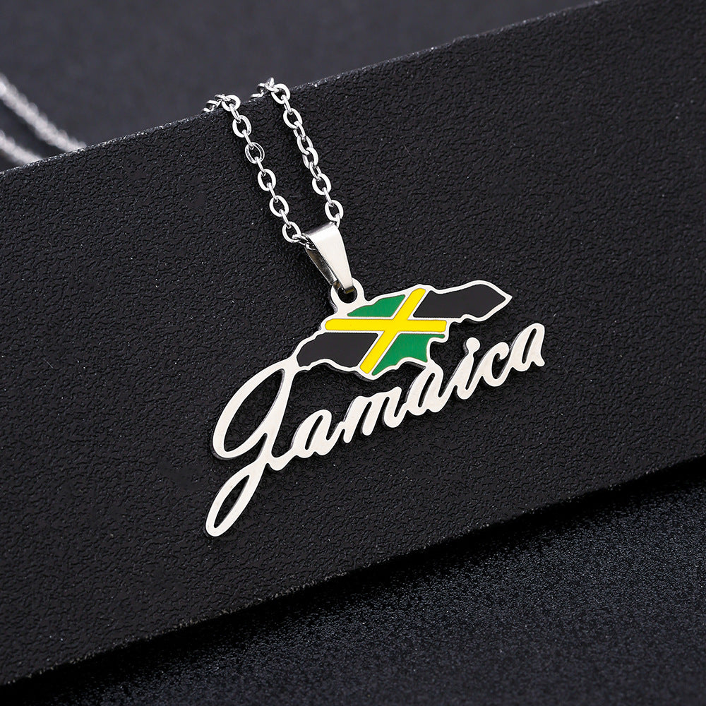 Collana con Ciondolo Vintage Etnico Geometrico e a Forma di Lettera in Acciaio Inossidabile Smaltato per Uomo e Donna da Indossare Ogni Giorno