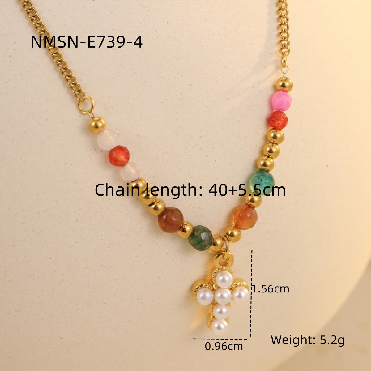 Collana con Ciondolo a Croce a Sole Geometrico Ispirata al Passato in Acciaio al Titanio con Finitura Elettroplaccata da Donna