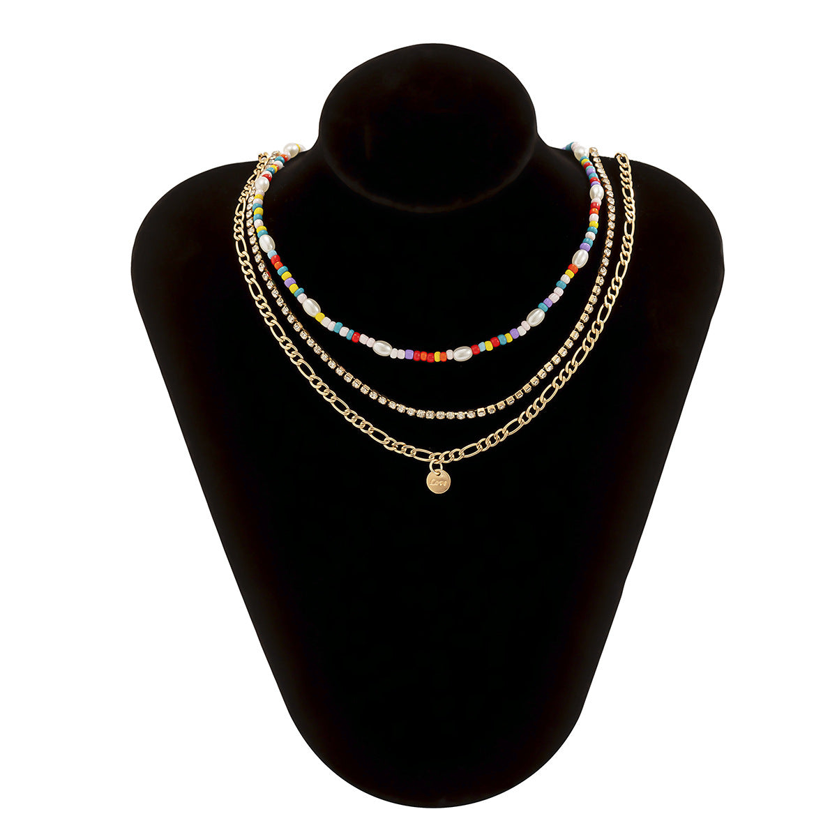 Collar Minimalista con Colgante de Letra, de Aleación con Acabado Chapado y Diseño Multicapa