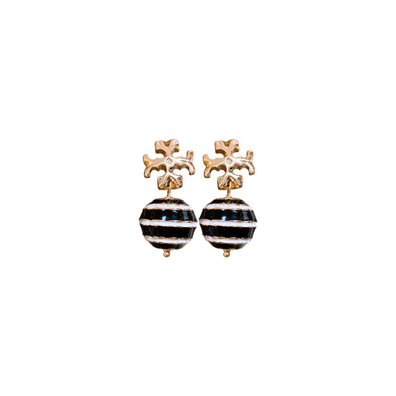 Vintage Floral Geometric Gold-Plated Copper Stud Earrings with Steel Posts for Women