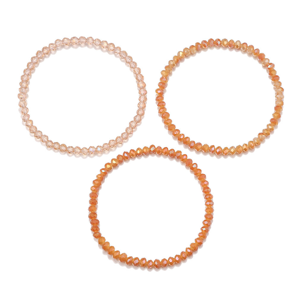 Minimalist Floral Cut Crystal Glass Beaded Stretch Bracelet Set for Unisex