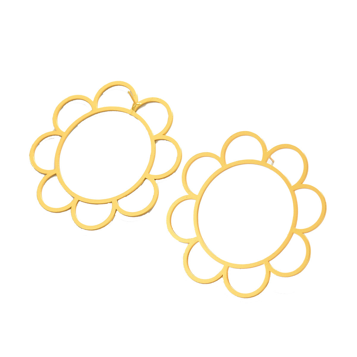Punk Style Geometric Sunflower Hollow-Out Earrings for Women Made of Zinc Alloy with Plated Finish