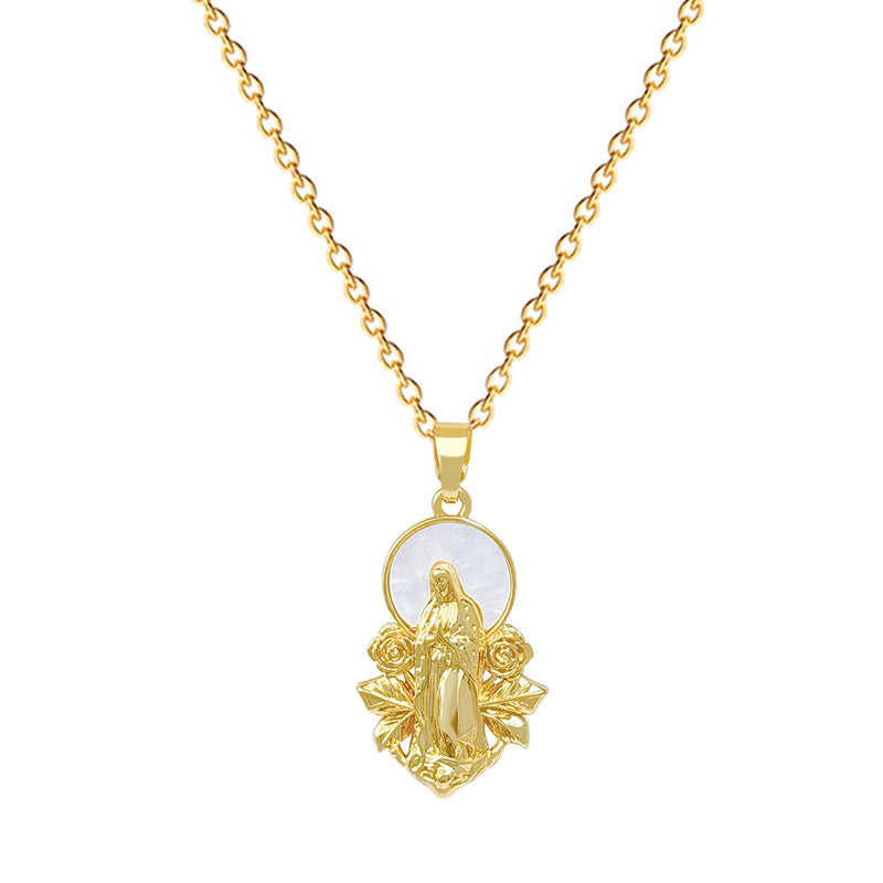 Sweet Elegant Floral Geometric Cartoon Rhinestone Pendant Titanium Steel Necklace for Unisex