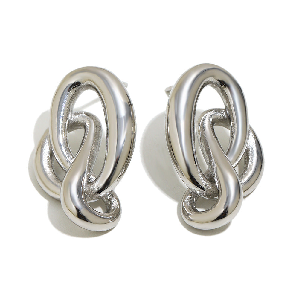 Orecchini da donna geometrici minimalisti in acciaio inossidabile con placcatura in oro 18 carati e design dalle linee pulite