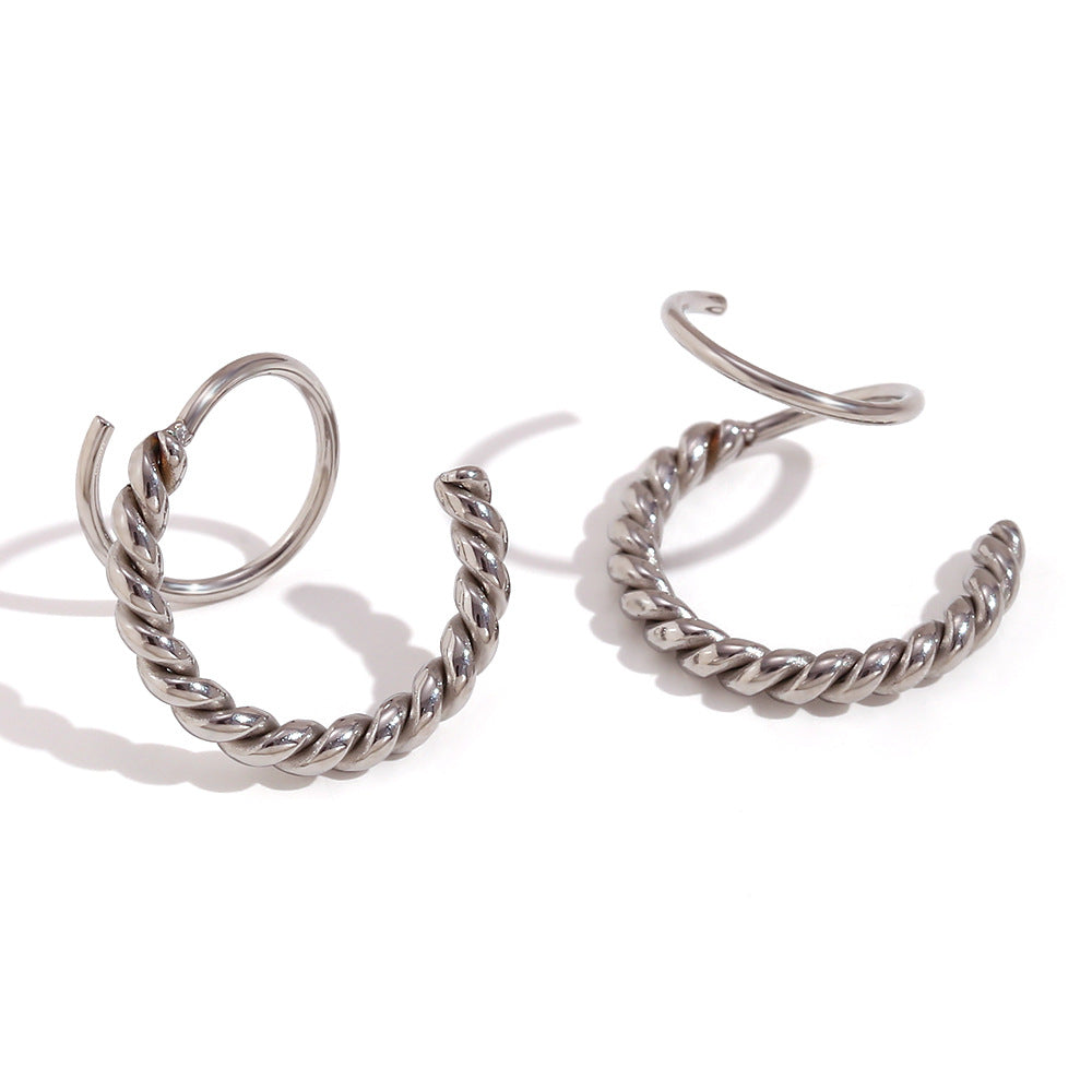 Orecchini in titanio e acciaio stile vintage con design a spirale attorcigliata in acciaio inossidabile placcato oro 18 carati per donna