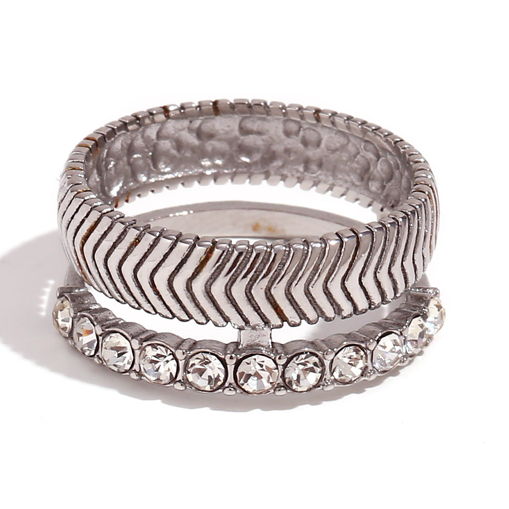Set Collana Geometrica Minimalista in Acciaio Inossidabile con Ciondolo in Acciaio al Titanio, Texture a Spina di Pesce Galvanizzata, per Donna