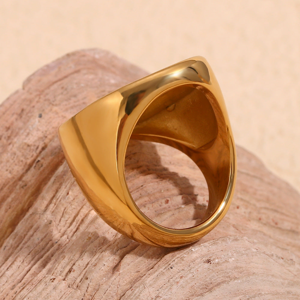 Anello geometrico alla moda in acciaio inossidabile con placcatura in oro 18K da donna