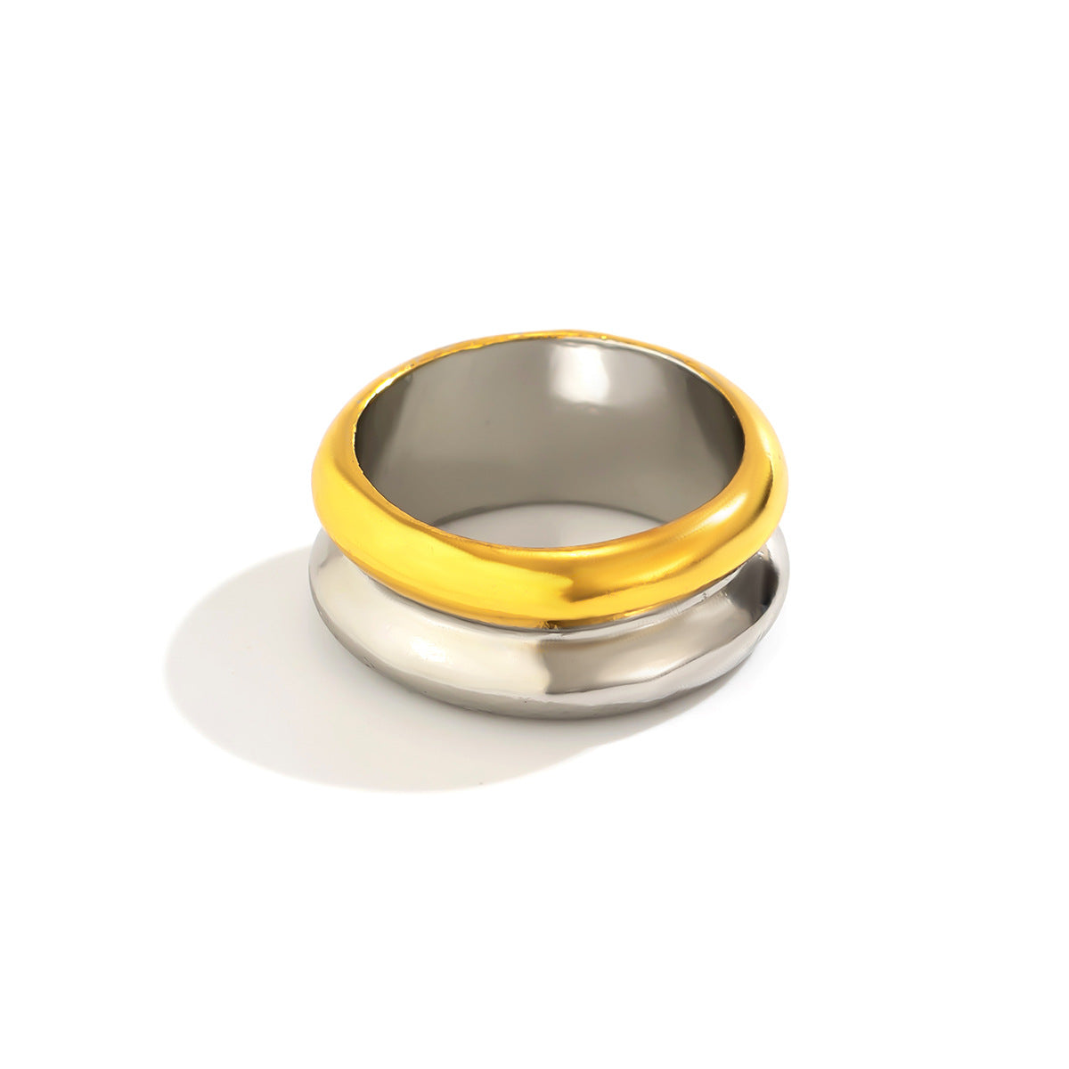 Anello da donna in lega testurizzata geometrica di ispirazione vintage con design 3D irregolare