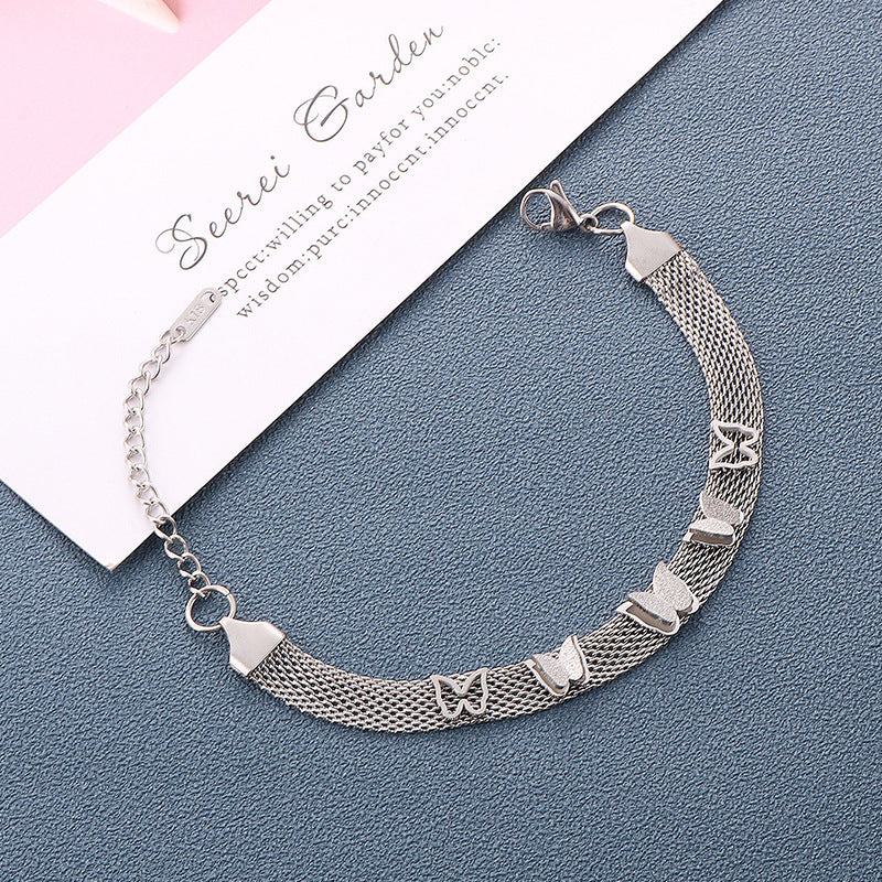 Butterfly Shaped Plated Titanium Steel Bracelet for Women