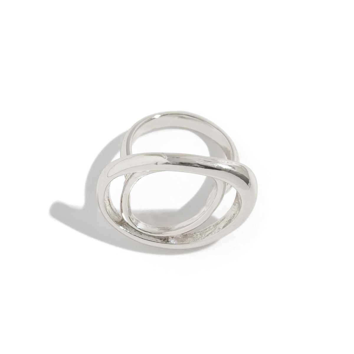 Minimalist Geometric Square Hollow Plated Zinc Alloy Ring Set for Women