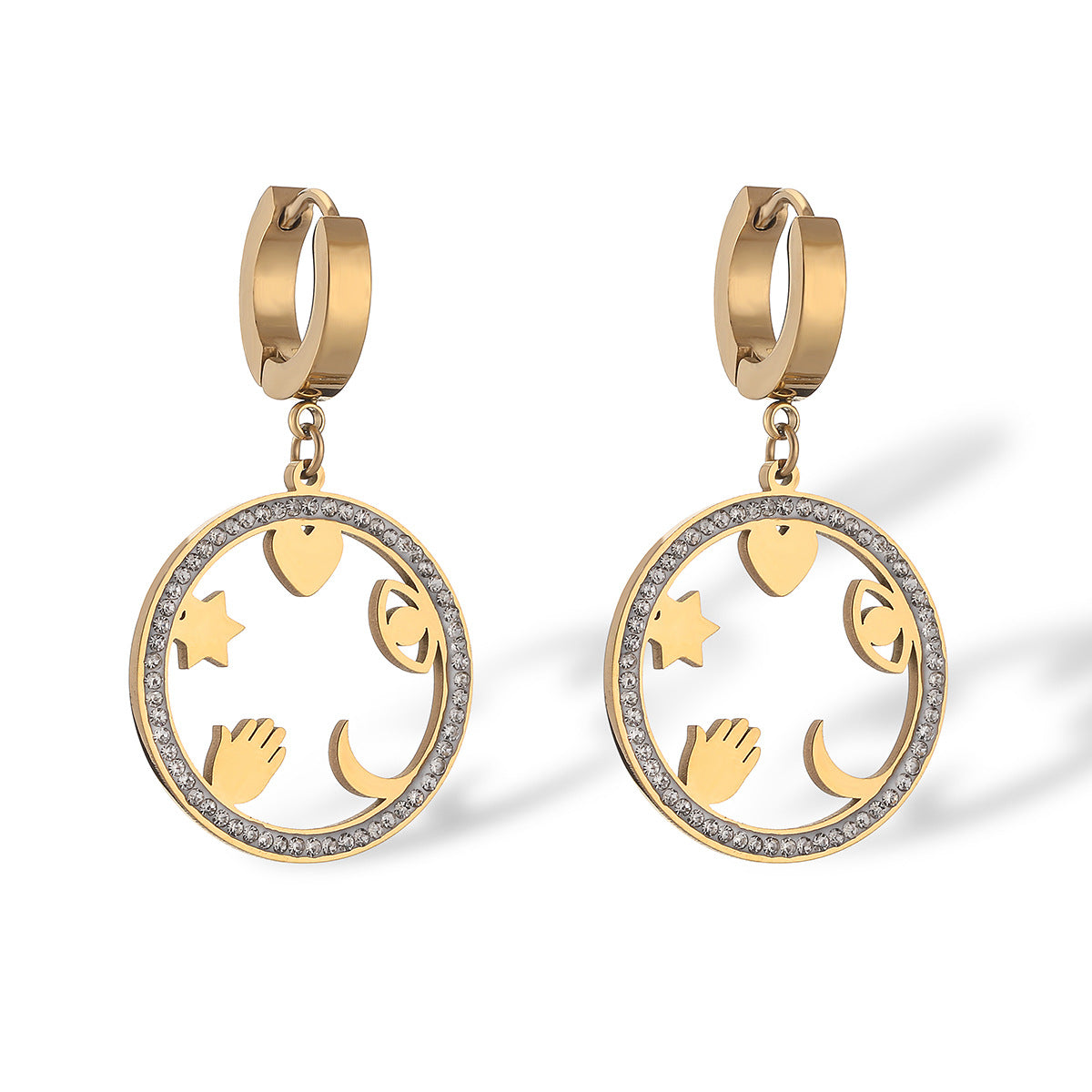 Orecchini minimalisti geometrici in acciaio al titanio da donna con placcatura in vero oro, gioielli di moda dalla forma irregolare