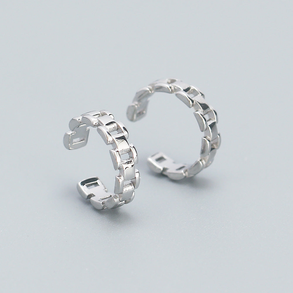 Minimalist Fashion-Commuter Style 925 Sterling Silver Clip-On Earrings for Women and Men — Pain-Free Ear Cuff Hoop Design