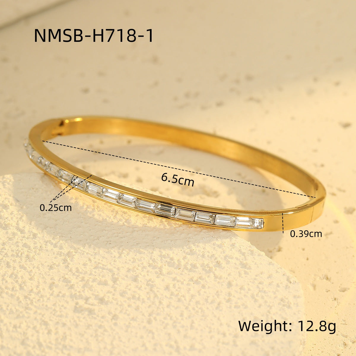 Bracciale da donna in acciaio di titanio con intarsi in strass, alla moda e geometrico