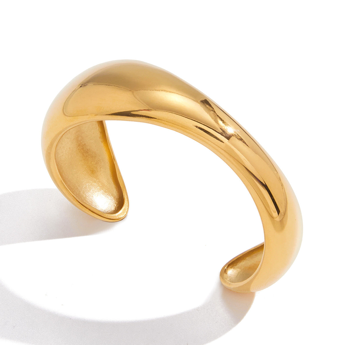 Pulsera minimalista geométrica de acero de titanio para mujer con acabado chapado, brazalete ajustable de acero inoxidable, joyería