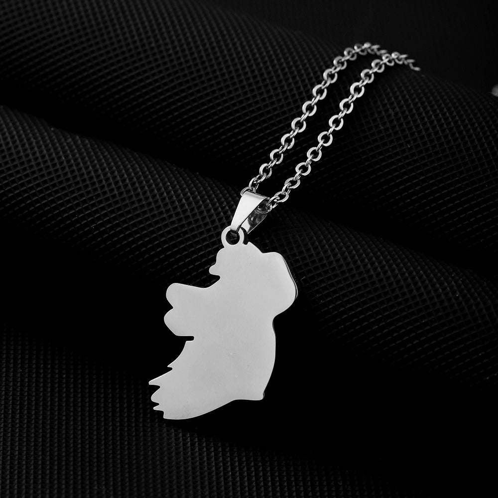 Collana con ciondolo minimalista con mappa geometrica dell'Irlanda in acciaio inossidabile con finitura placcata, unisex