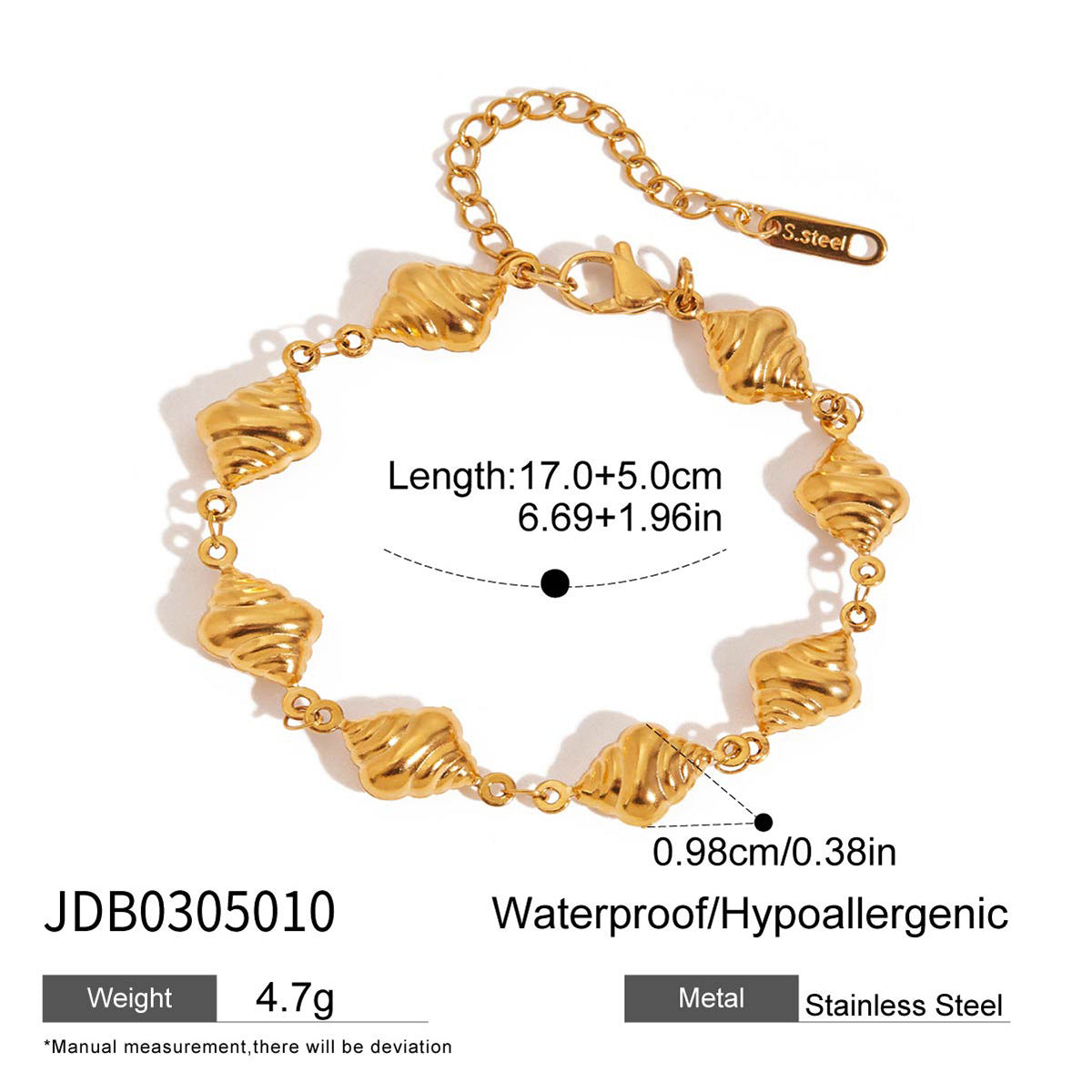 Collana Minimalista da Donna in Acciaio al Titanio a Forma di Pane con Finitura Placcata Set Bracciali in Acciaio Inossidabile