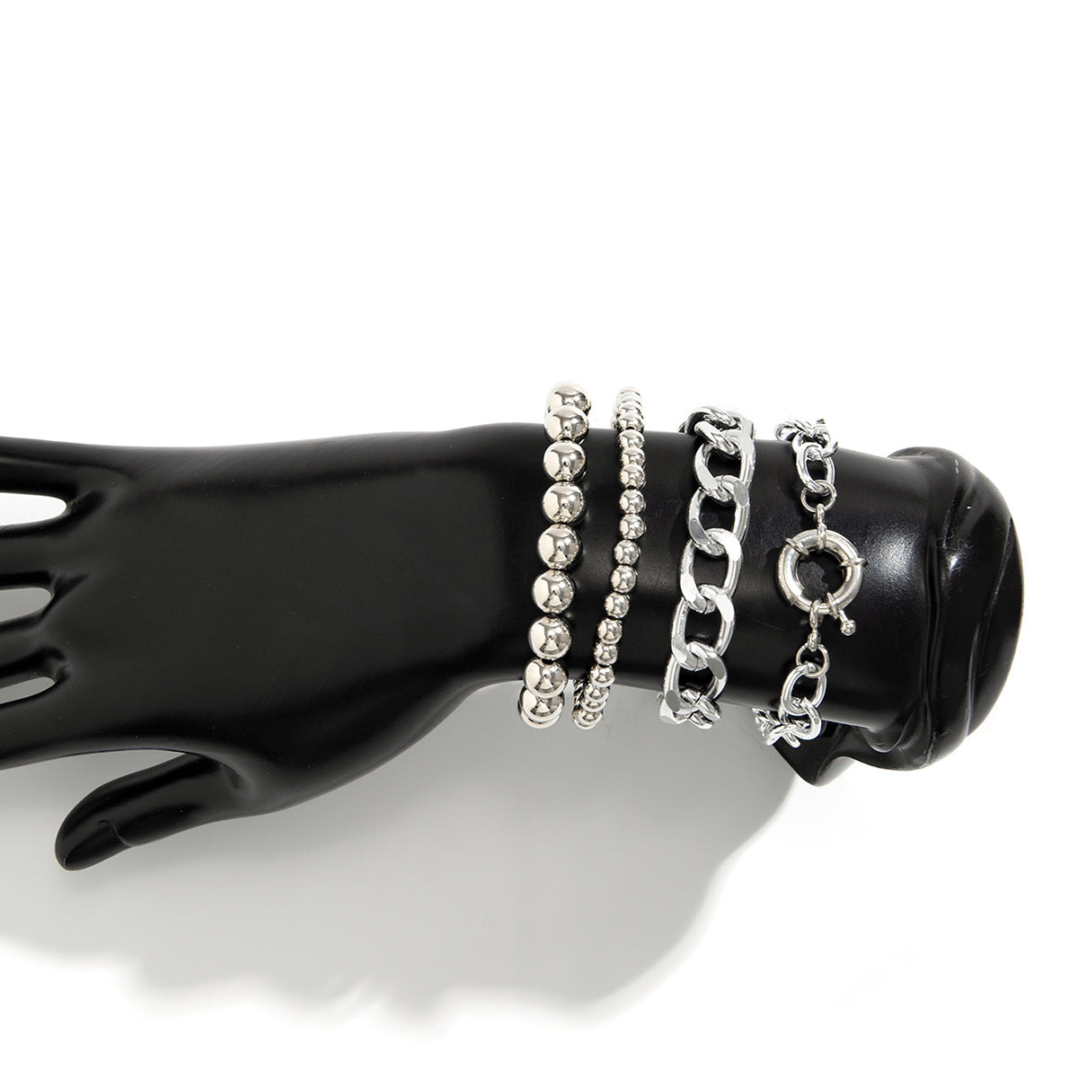 Pulsera de aleación de bola redonda geométrica estilo punk con acabado chapado para mujer