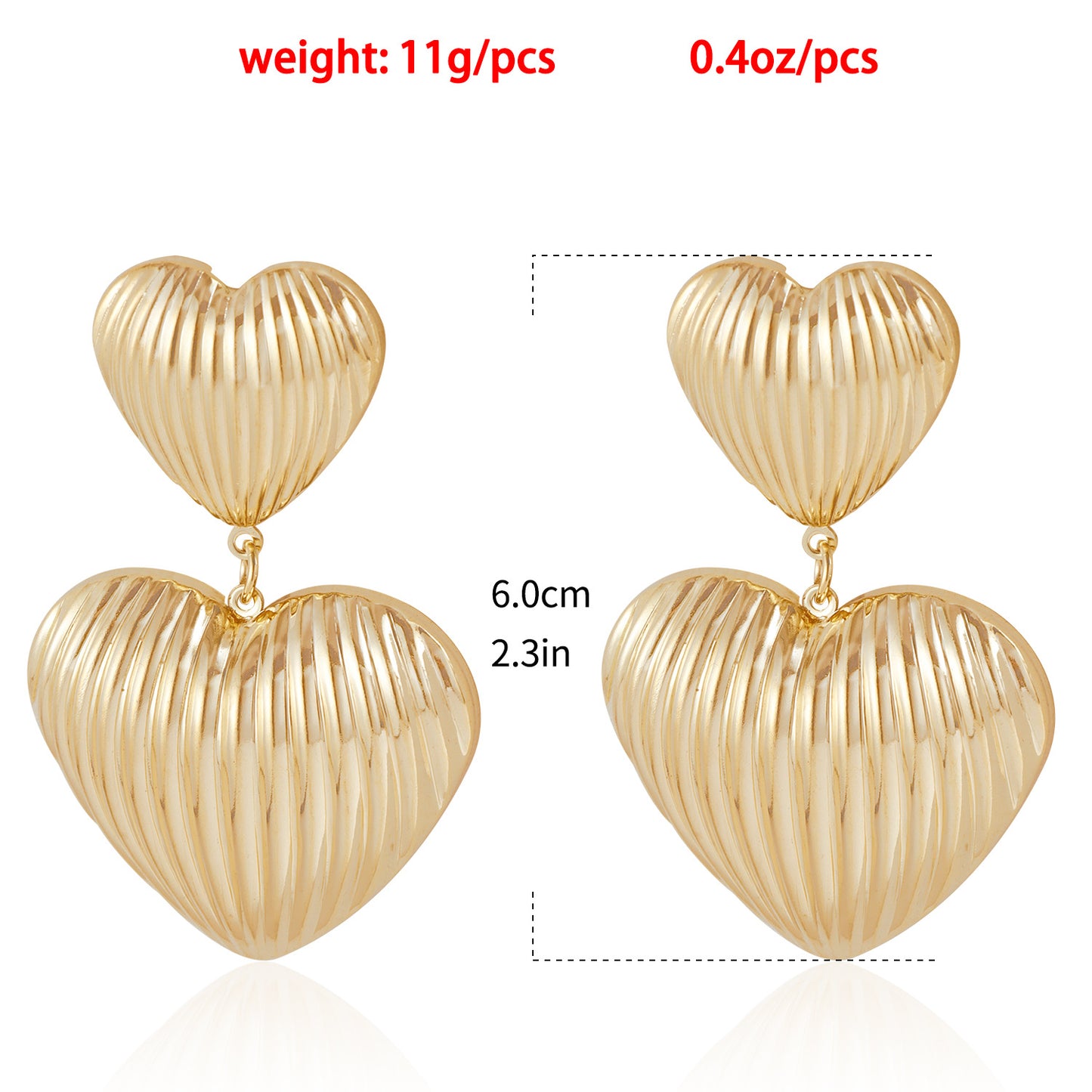 Pendientes de aleación con forma de corazón, minimalistas vintage y con baño para mujer