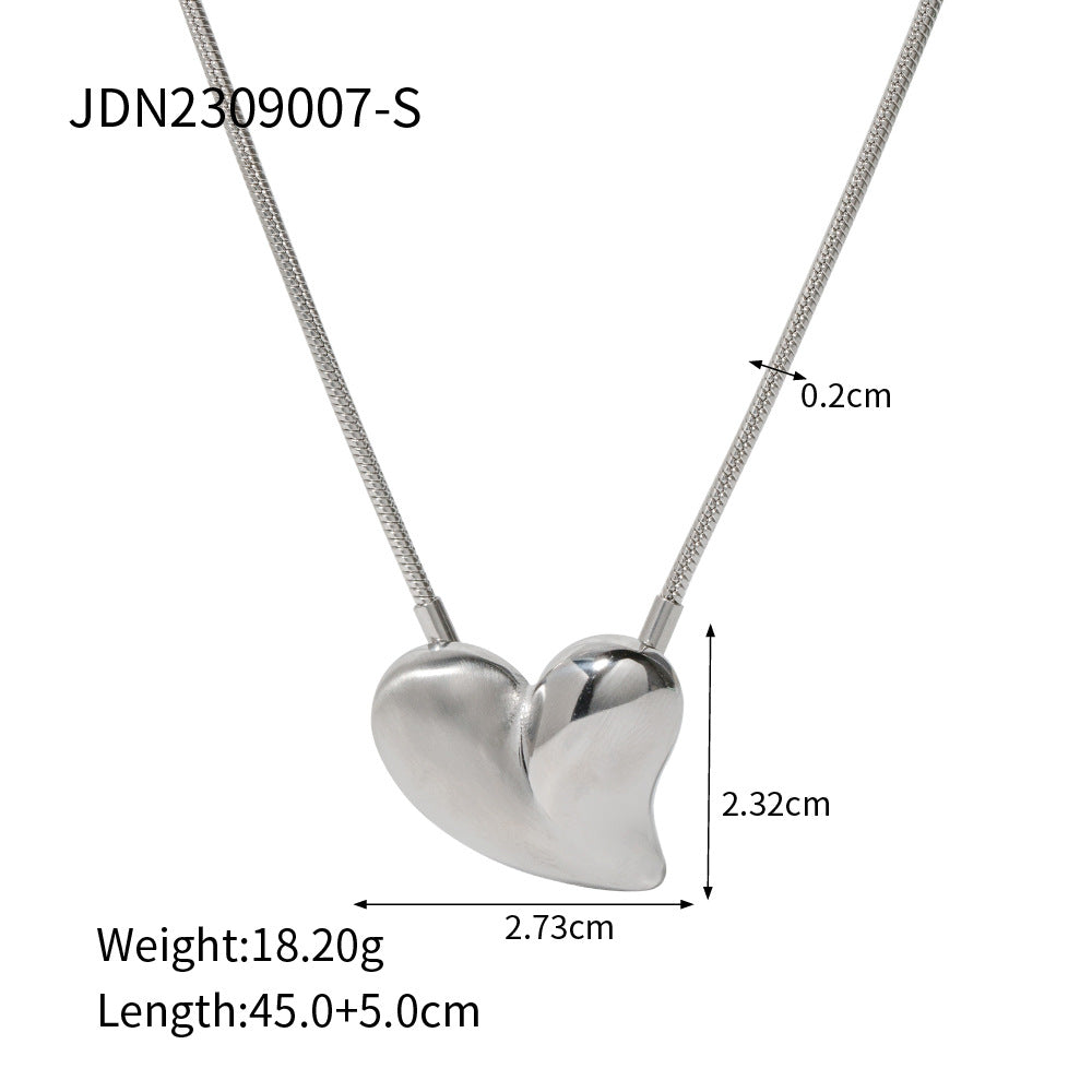 Set collana con pendente da donna in acciaio inossidabile placcato oro 18 carati lucido e spazzolato a metà con design geometrico stile Ins
